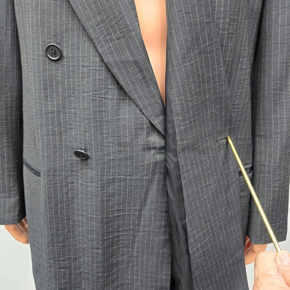 GIORGIO ARMANI Made in Italy Pinstripe Double Breasted Jacket Sz 42L Pure Wool - Picture 9 of 13